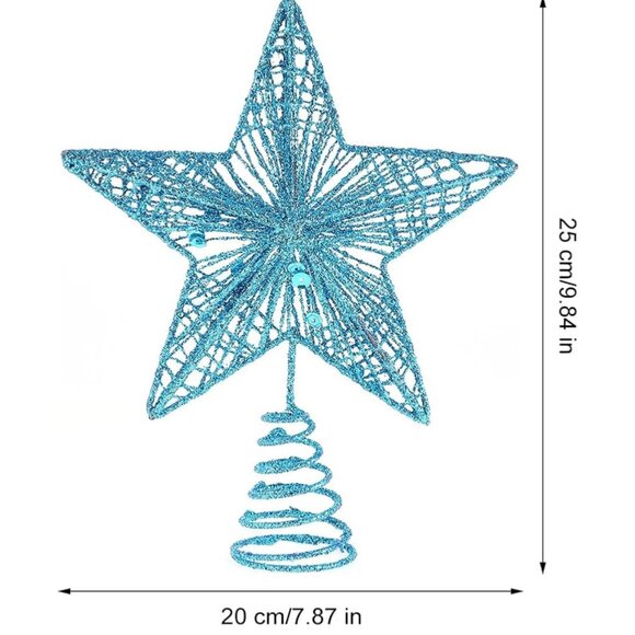Blue Glitter Star Tree Topper 9.84" x 7.87" - Picture 2 of 3